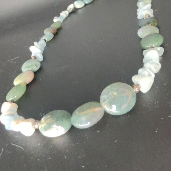Aquamarine and Jadeite‎ necklace - Picture 6 of 7